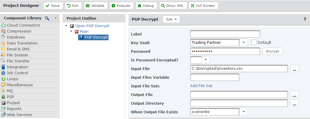 PGP Decrypt Task in Open PGP Studio